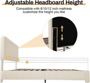 Telaio del <span class=keywords><strong>letto</strong></span>, moderna struttura del <span class=keywords><strong>letto</strong></span> crema con testiera angoli morbidi arrotondati - Product Image 3