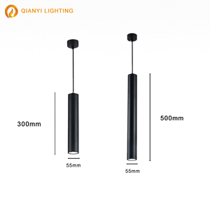 Đèn treo Bắc Âu Ống dài nhôm đen treo đèn nhà bếp Chiều dài có thể điều chỉnh Nhà khách sạn Đèn chiếu sáng hội trường - Product Image 3