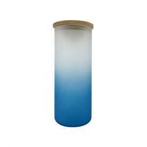 Vaso de Cerveza con Forma de Lata, Botella de Agua de 18 oz, Vaso Sublimable en Blanco, Vaso Esmerilado de 18 oz, Vaso Tipo Mason con Tapa de Bambú y Pajita - Product Image 2