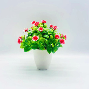 Planta Artificial de Rosa Qi Xing en Maceta de 16 cm, Flores de Plástico para Decoración de Interiores - Product Image 1