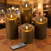 Bougies LED sans flamme télécommandées vert militaire effet cire, forme pilier incliné, pour décoration intérieure Matti's