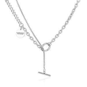 IMI Bakır Kolye Kolye Çift Katmanlı Çift Yığılmış Yaz Kız Erkek Hip Hop T-Shirt Zinciri YL670 - Product Image 5