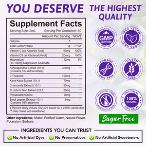 SOLOTREE 60ml ormone equilibrio cortisolo liquido gocce Detox Manager riduttore 10 in 1 integratore di cortisolo con magnesio Ashwagandha - Product Image 5