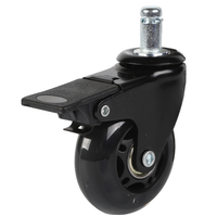 Roulettes pivotantes en polyuréthane noir de 75 mm (3 pouces) pour chaise de bureau et skateboard - Offre Spéciale