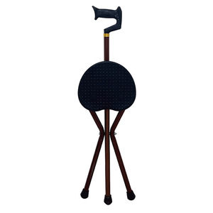 Aluminum Alloy Triangular Walking Stick <b>Stool</b> Adjustable <b>Folding</b> Cane For Elderly With Rubber Tips Coffee Color - Product Image 1