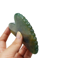 Gua Sha personnalisé outil vert mousse Agate Gua Sha avec Unique peigne bord mâchoire Shaper herbe Agate Guasha pour Acupuncture SPA