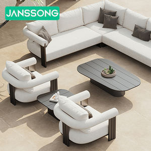 Set Sofa Mewah Modern Bentuk L dari Aluminium, Set Sofa Luar Ruangan, Furnitur Taman, Furnitur Pinggir Kolam Renang dari Logam, Sofa Taman Luar Ruangan - Product Image 1
