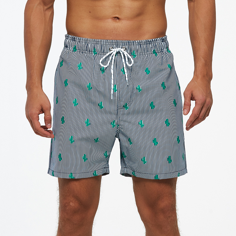 Navy Stripes Cactus Print