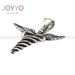 Mặt Dây Chuyền Trang Sức Hình Cánh Thiên Thần Bằng Thép Không Gỉ Màu Bạc Hàng Mới 2021 Mặt Dây Chuyền Hình Rắn Quyến Rũ - Product Image 4