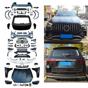 Kit de mise à niveau automobile 2012-2019 W167 GLE 63 AMG : Lame de pare-chocs avant et arrière, phare, garde-boue, capot, hayon, calandre – Nouveau modèle compatible avec Mercedes-Benz GLE 53 W166 - Product Image 1