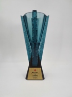 Trophée personnalisé en cristal K9 bleu poli et gravé, écologique, haut de gamme, pour cadeaux d'affaires et artisanat