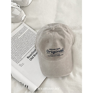 Washed Cotton <b>Baseball</b> <b>Cap</b> Embroidered Letter Design For Women Large Head Circumference Korean Style Soft Top Hat - Product Image 3