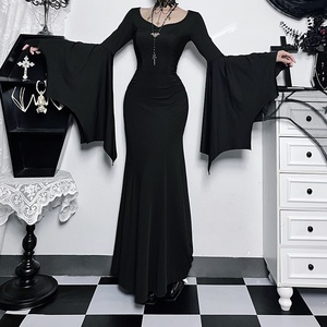 CF23528 <span class=keywords><strong>Nouvelle</strong></span> Collection Automne Robe Longue de Maternité Élégante et Ajustée, Manches Chauve-souris Style <span class=keywords><strong>Addams</strong></span> Family, Jupe Sirène Silhouette Queue de Poisson - Product Image 1