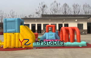 Château gonflable <span class=keywords><strong>de</strong></span> qualité commerciale en PVC couleur macaron, parcours d'obstacles gonflable avec toboggan pour enfants - Product Image 6