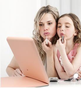 <span class=keywords><strong>Miroir</strong></span> de maquillage de voyage rechargeable FUNTOUCH avec lumières LED, <span class=keywords><strong>miroir</strong></span> cosmétique pliable éclairé portable, écran tactile - Product Image 3