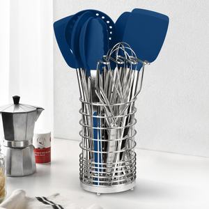 Juego de utensilios de cocina de silicona azul marino con mango de acero inoxidable, herramientas de cocina de silicona, juego de utensilios de cocina - Product Image 3