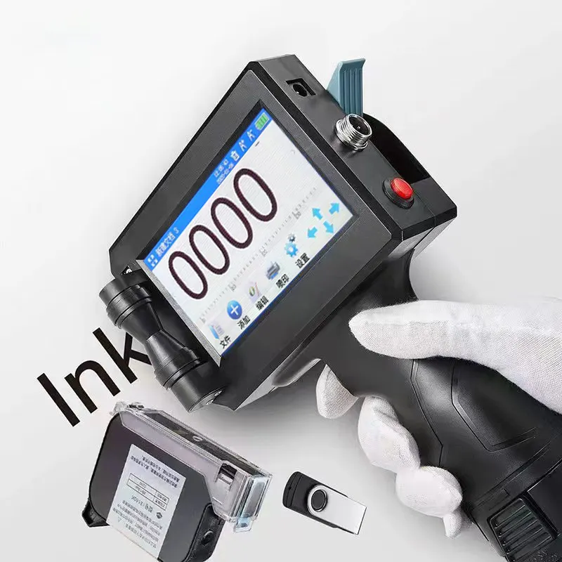 Máquina de impressão a jato de tinta portátil para código de lote TIJ 12.7MM, codificador de lote de secagem rápida, número e data de validade
