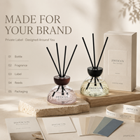 Diffuseur de parfum d'ambiance de luxe 200 ml avec bouchon en bois et flacon en verre, arôme oriental pour spa, hôtel, boutique de cadeaux, OEM, marque privée