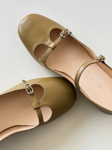 <span class=keywords><strong>Ballerine</strong></span> Casual da <span class=keywords><strong>Donna</strong></span> in Vera Pelle, Slip-On <span class=keywords><strong>con</strong></span> Punta Quadrata e Fibbia, Marrone Kaki, Scarpe Estive - Product Image 2