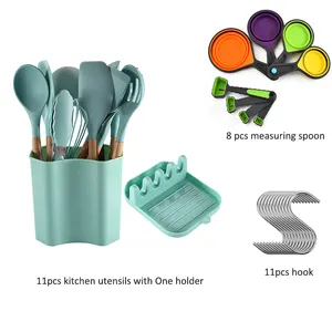 Siyah beyaz pembe yeşil spatula tong turner tencere jiangmeng 33 adet yapışmaz silikon kaplı pişirme ile mutfak eşyası set