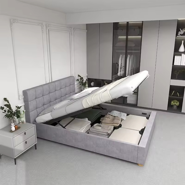 Hot-selling Modern Double Storage Adjustable Bed Frame with Drawers Twin Size Eco-Friendly Luxury Lighting Set