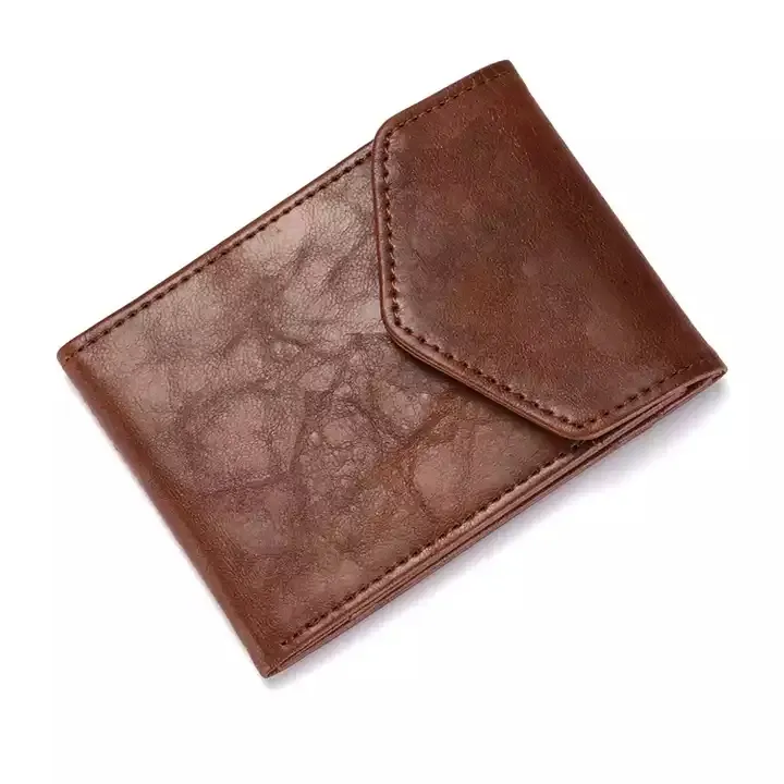 vintage short money clip slim men bifold business leather wallet luxury brand
