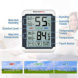다기능 Thermopro TP55 디지털 실내 온도계 습도계 최대 최소 기록 - Product Image 3