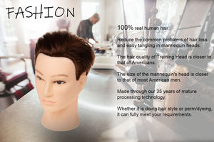 Stancia 100% cabeza de Maniquí de cabello humano para peluqueros maniquí de pelo sintético de estilo recto para estilistas de cabello - Product Image 4