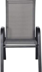 Sillas de Patio Apilables con Reposabrazos, Muebles de Exterior Duraderos para Jardín/Interior/Exterior - Silla de Jardín Gris Claro y Negra - Product Image 2