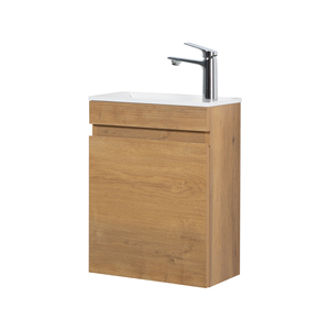 TONA <span class=keywords><strong>Meuble</strong></span>-lavabo mural moderne en bois grainé, résistant à l'eau, avec miroir LED 400 mm, écologique, pour petite <span class=keywords><strong>salle</strong></span> <span class=keywords><strong>de</strong></span> <span class=keywords><strong>bain</strong></span> - Product Image 2