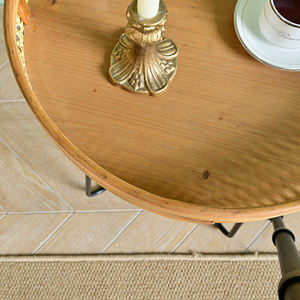 Table basse en bambou et rotin tressé, style campagnard français, artisanale, décorative, durable, pour salon, avec pieds en métal - Product Image 5