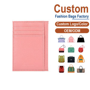 Porte-cartes en cuir rose pour hommes et femmes |   Fabrication sur mesure OEM/ODM pour les marques de style de vie minimaliste - Product Image 1