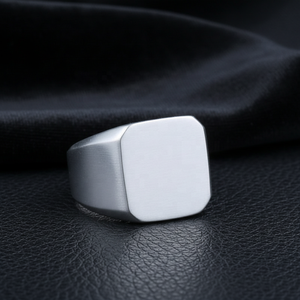 Anillo de Sello Cuadrado Punk de Acero Inoxidable 316 Yunnique, Unisex, Plateado/Negro/Dorado, Estilo Audaz, Elegante y Masculino para Uso Diario - Product Image 1