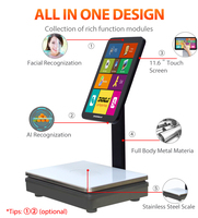 Terminal de point de vente portable ZHONGJI 30 kg avec impression d'étiquettes, écran tactile PC, Bluetooth, NFC, WiFi, USB pour supermarché et libre-service