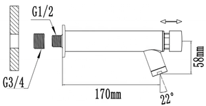 Wassersparender Selbstschließender Push-Wasserhahn für Öffentliche Toiletten mit Zeitverzögerung, Kunststoff, Modernes Grafikdesign, Einlochmontage - Product Image 2