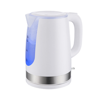 Appareil de cuisine en plastique sans BPA de 1,7 L, bouilloire à eau chaude à base rotative, élément chauffant dissimulé en acier inoxydable