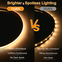 Bande lumineuse LED COB ESANN DC12V 320 LED/m, flexible, super lumineuse, blanc chaud 3000K, intérieur/extérieur