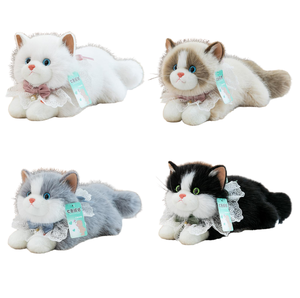 Peluche réaliste chat Ragdoll, jouet en peluche de qualité, simulation mignonne, <span class=keywords><strong>chaton</strong></span> à longue fourrure, cadeau pour filles et amies, vente en gros - Product Image 1