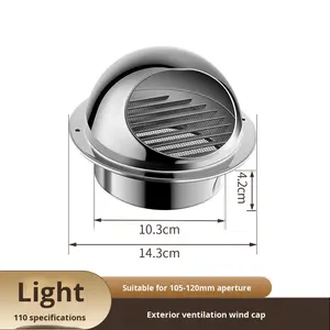 YOTO Tutup Ventilasi Dinding Eksterior Baja Tahan Karat 304 yang Diperkuat, Penutup Ventilasi Bulat untuk Penghisap Asap, Lubang Udara 304 - Product Image 6