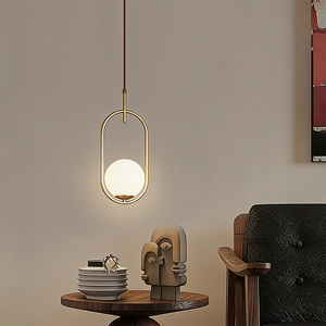 Copper glass Mid Modern Pendant <b>Lighting</b> Milk Glass Globe Chandelier Gold Metal White Ball for <b>Dining</b> Room - Product Image 2