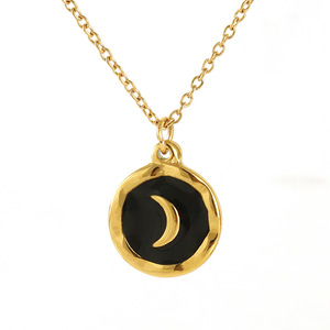 Zogxin Enameled Moon Pendant Necklace Gold Chain White Black Couple Jewelry Gift Minimalist Style Fashion Pendant - Product Image 5