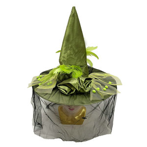 Sombrero <span class=keywords><strong>de</strong></span> <span class=keywords><strong>Bruja</strong></span> Verde <span class=keywords><strong>de</strong></span> Halloween <span class=keywords><strong>con</strong></span> <span class=keywords><strong>Plumas</strong></span> y Velo, Estilo Mago <span class=keywords><strong>de</strong></span> Oz, Sexy - Product Image 5