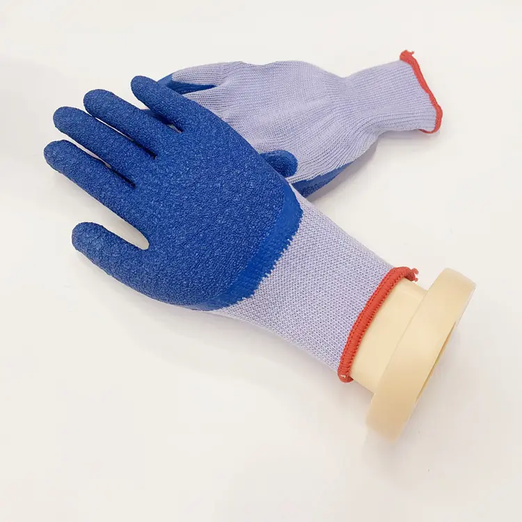 Guantes 5 Fäden Baumwollgarn mit Crinkle Latex beschichtetem Arbeits handschuh HPPE Arbeits handschuhe Sicherheits hardware Werkzeuge passen zusammen