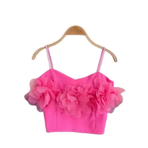 French Style Vest For Ladies Y2k Small Shirt 2024 Summer New Style Sweet Hot Girl Top Suspender Short Style For Women