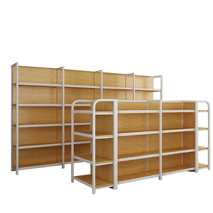 Guichang acero duradero <span class=keywords><strong>4</strong></span> estantes certificado CE acabado en grano de madera góndola tienda de cosméticos estante de exhibición accesorio de tienda - Product Image 2