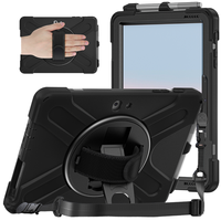 Étui rotatif en silicone noir pour tablette pour Microsoft Surface Go 4 Étui IPad à sangle de transport antichoc pour ordinateur portable