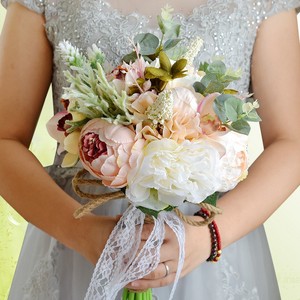 Suministros de Decoración para Bodas al por Mayor, Ramo de Novia y Damas de Honor con Flores Artificiales de Seda - Product Image 3