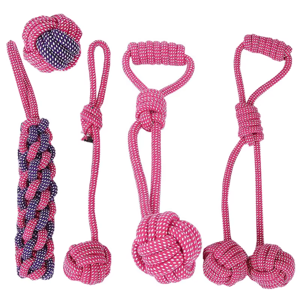 5 paquets de jouets en corde (rose)
