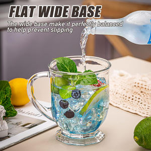 Surdimensionné 480/640ml INS <span class=keywords><strong>Gulu</strong></span> grande bouche tasse Style coréen anti-dérapant large Base verre café thé bière tasses avec poignée - Product Image 4