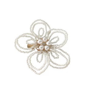 Korean High-End Elegant Pearl Flower Side <b>Clip</b> Hair Accessories Women's European and American Style Metal <b>Bow</b> Hairpin Party - Product Image 5